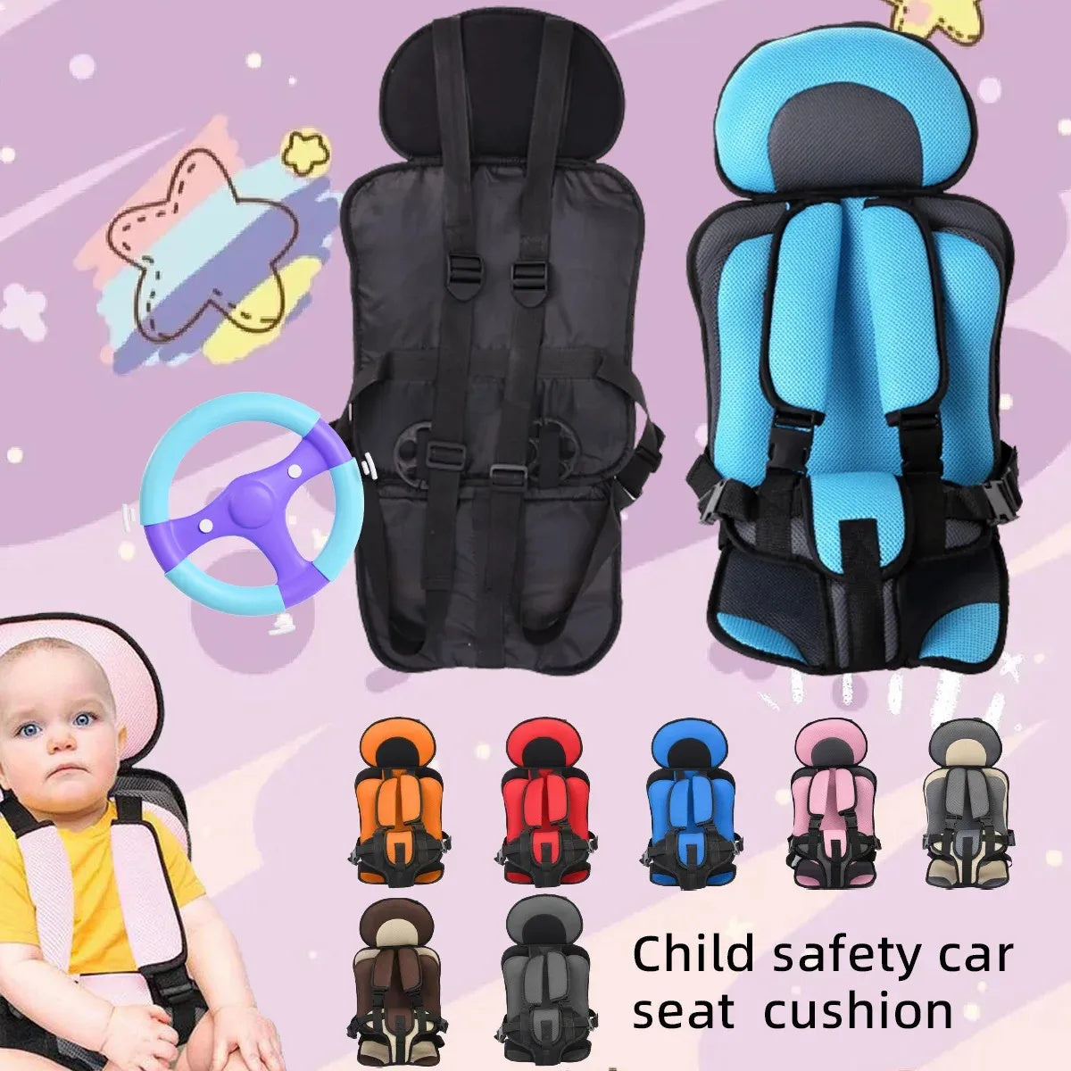 Siège Sécurité Bébé Portable Voiture Poussette Rembourré Confort