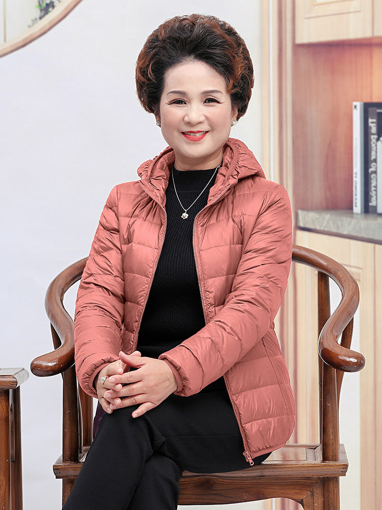 Doudoune Femme Courte Duvet Canard Blanc Capuche Chic