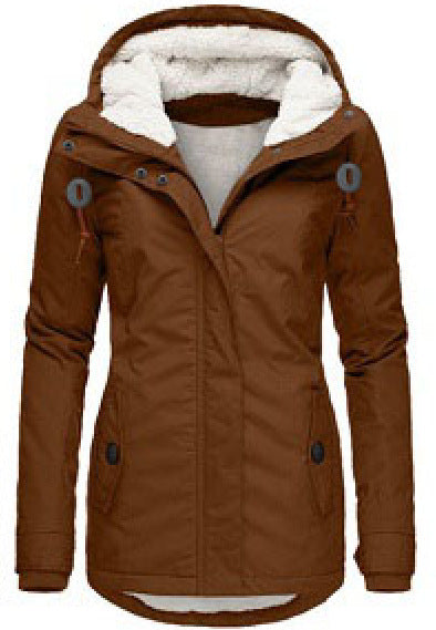 Veste Hiver Capuche Polaire Chaude Poches Zip Femme