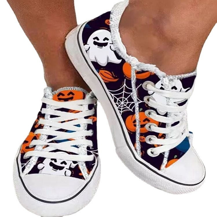 Chaussures Canvas Femme Graffiti Halloween Casual Lacets