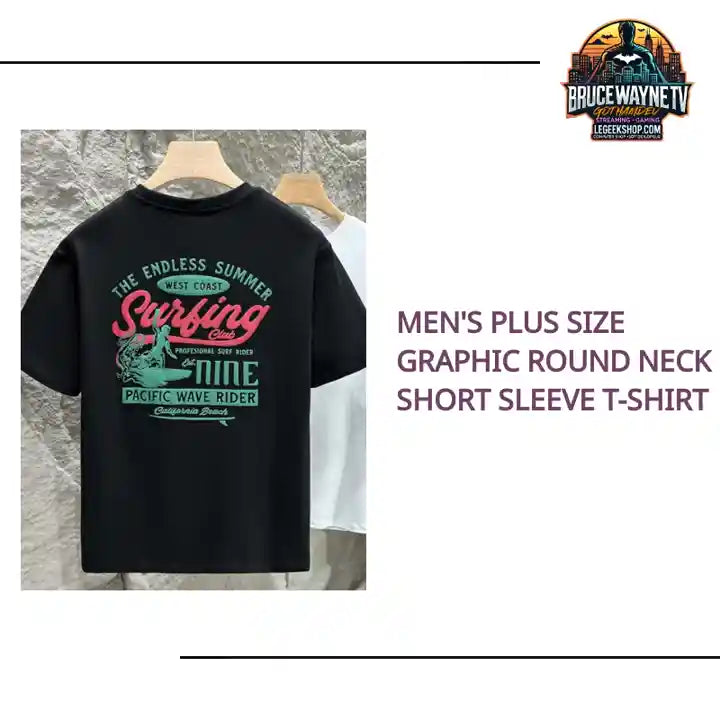 Men&#039;s Plus Size Graphic Round Neck Short Sleeve T-Shirt by@Outfy
