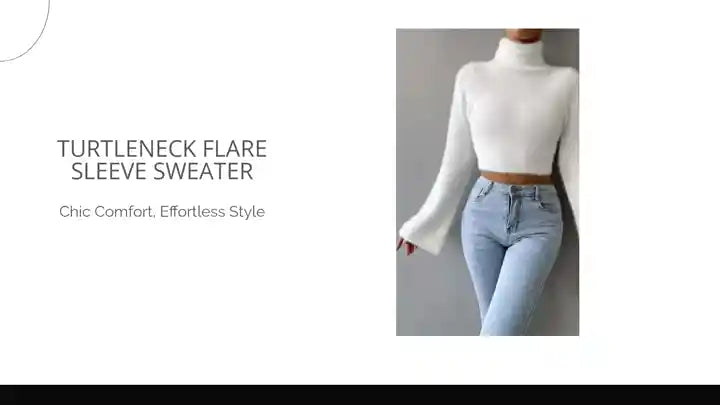 Turtleneck Flare Sleeve Sweater by@Outfy