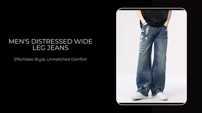 Men&#039;s Distressed Wide Leg Jeans by@Outfy