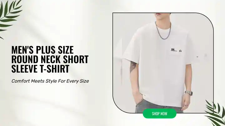 Men&#039;s Plus Size Round Neck Short Sleeve T-Shirt by@Outfy
