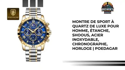 Montre de sport &agrave; quartz de luxe pour homme, &eacute;tanche, Shoous, acier inoxydable, chronographe, horloge | POEDAGAR by@Outfy