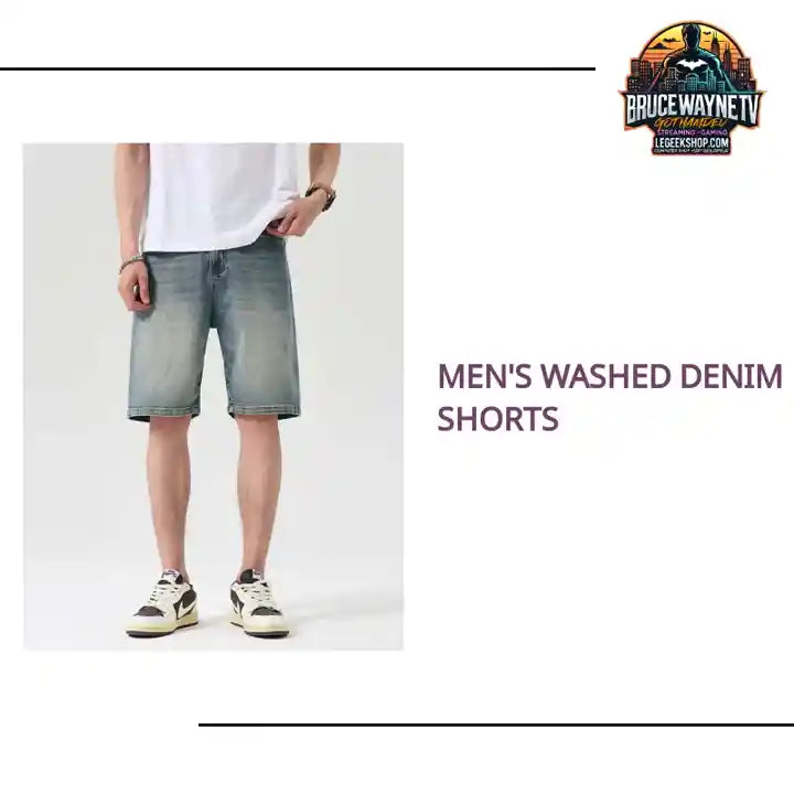 Men&#039;s Washed Denim Shorts by@Outfy