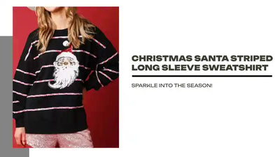 Christmas Santa Striped Long Sleeve Sweatshirt by@Outfy
