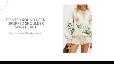 Printed Round Neck Dropped Shoulder Sweatshirt by@Outfy