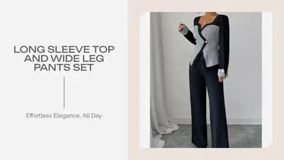 Long Sleeve Top and Wide Leg Pants Set by@Outfy