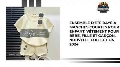 Ensemble d&#039;&eacute;t&eacute; ray&eacute; &agrave; manches courtes pour enfant, v&ecirc;tement pour b&eacute;b&eacute;, fille et gar&ccedil;on, nouvelle collection 2024 by@Outfy