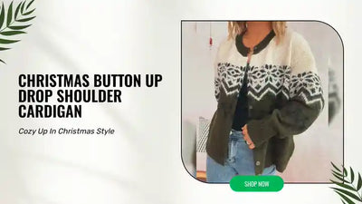 Christmas Button Up Drop Shoulder Cardigan by@Outfy