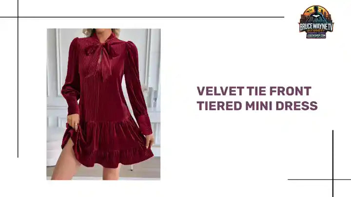 Velvet Tie Front Tiered Mini Dress by@Outfy
