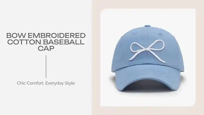 Bow Embroidered Cotton Baseball Cap by@Outfy