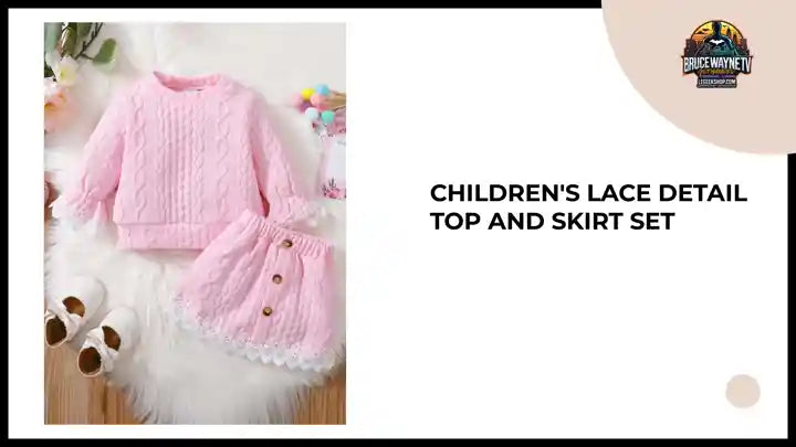 Children&#039;s Lace Detail Top and Skirt Set by@Outfy