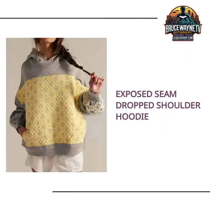 Exposed Seam Dropped Shoulder Hoodie by@Outfy