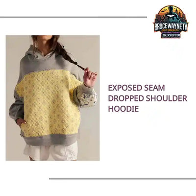 Exposed Seam Dropped Shoulder Hoodie by@Outfy