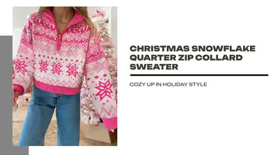Christmas Snowflake Quarter Zip Collard Sweater by@Outfy