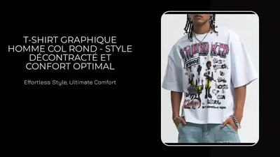 T-shirt Graphique Homme Col Rond - Style D&eacute;contract&eacute; et Confort Optimal by@Outfy