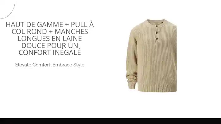 Haut de gamme + Pull &agrave; col rond + Manches longues en laine douce pour un confort in&eacute;gal&eacute; by@Outfy